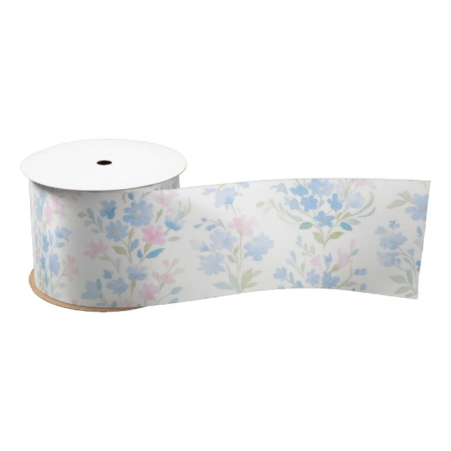 Pastell-Blumenmuster Satinband (Spule)