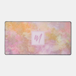 Pastell-Blumenmuster-schickes-Schrift-Monogramm Schreibtischunterlage