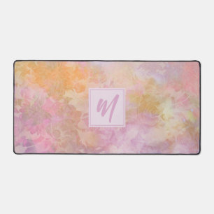 Pastell-Blumenmuster-schickes-Schrift-Monogramm Schreibtischunterlage