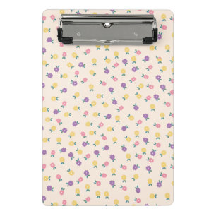 Pastell-Blumenmuster – Süße gelbe, rosa und violet Mini Klemmbrett