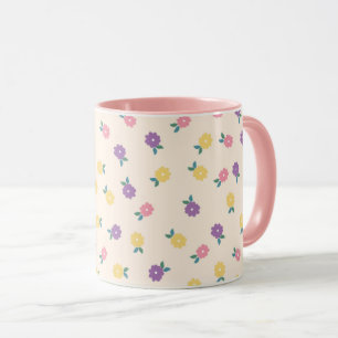 Pastell-Blumenmuster – Süßes Gelb, Rosa & Lila Tasse