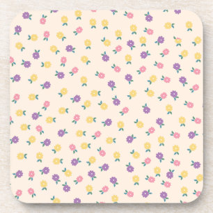 Pastell-Blumenmuster – Süßes Gelb, Rosa und Lila Getränkeuntersetzer