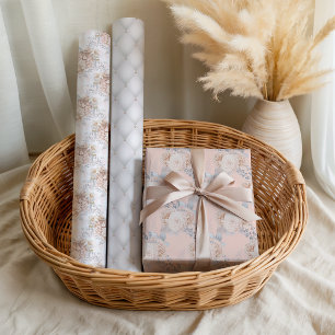 Pastell-Blumenrosa elegante Hochzeitsfeier Geschenkpapier Set