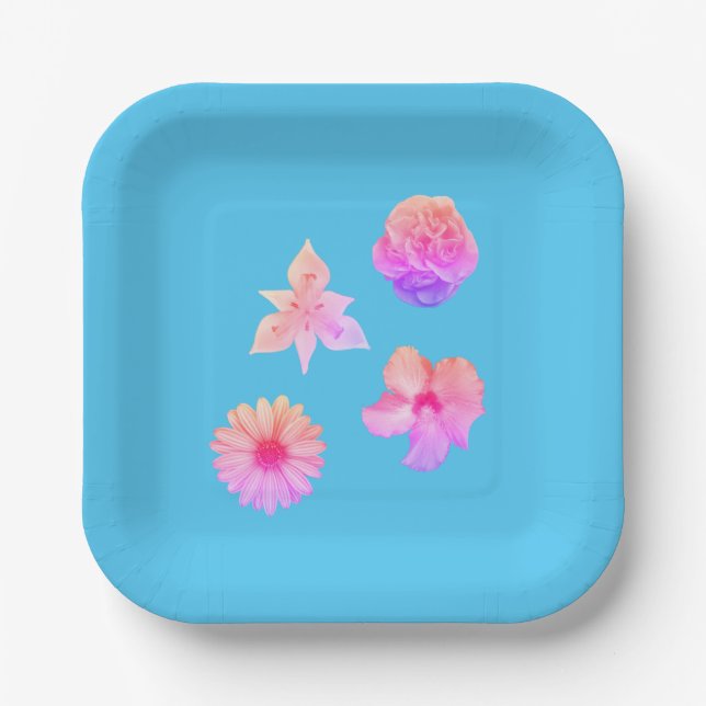 Pastell-Blumenstrauß-Papierteller Pappteller (Vorderseite)