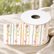 Pastell-Blumenstreifen-Gartenparty-Grosgrainband