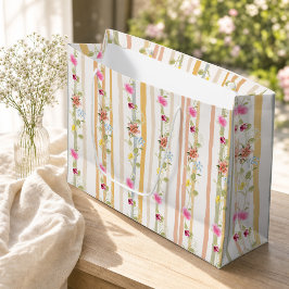 Pastell-Blumenstreifen-Gartenparty-Große Geschenkt Große Geschenktüte