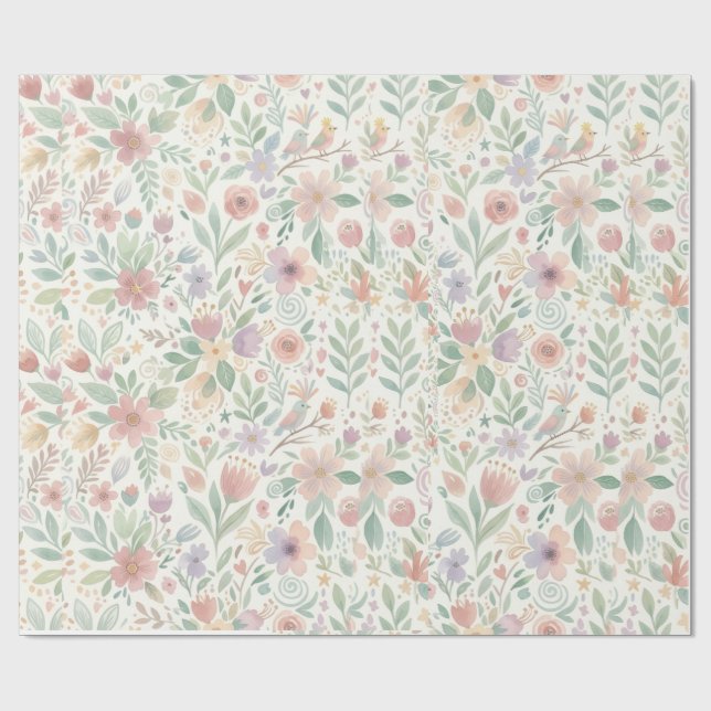 Pastell-Blumenverpackungspapier Geschenkpapier (Flach)