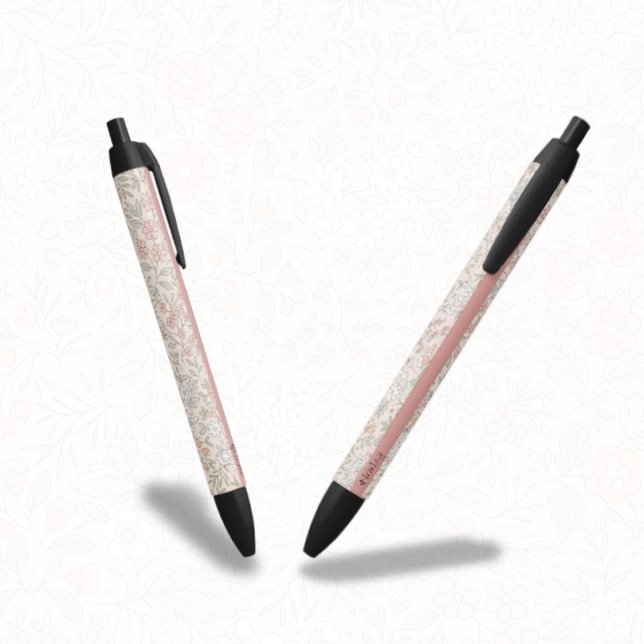 Pastell Blush Individuelle Name Botanische Schrift Kugelschreiber (Von Creator hochgeladen)