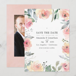 Pastell Blush Pink Bloral Wedding Foto Save The Date