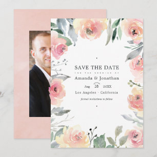Pastell Blush Pink Bloral Wedding Foto Save The Date