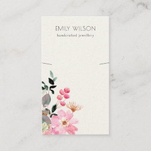 Pastell Blush Pink Blumenstanze Nekklasseanzeige Visitenkarte