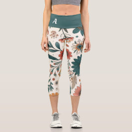 Pastell-Blüten Capri Leggings
