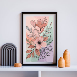 Pastell-Blüten-Eleganz Poster