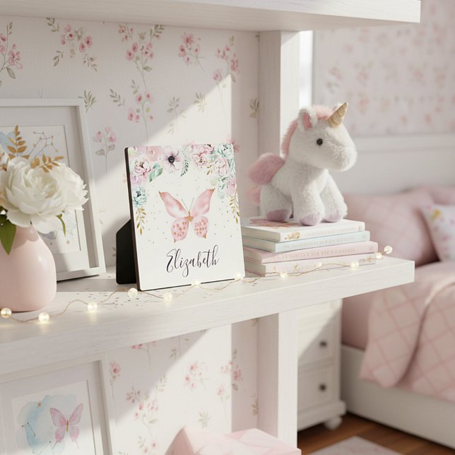 Pastell Blütenbaby personalisiert Fotoplatte (Von Creator hochgeladen)