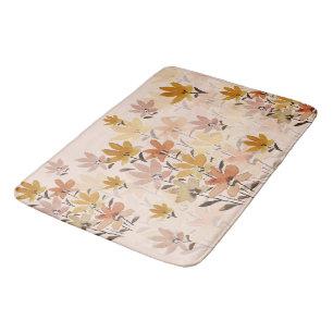 Pastell-Boho-Senfgelb-Wildblumen Badematte