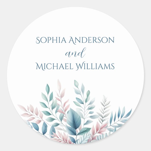 Pastell Botanische Hochzeit - Hochzeitsticker Runder Aufkleber (Vorderseite)
