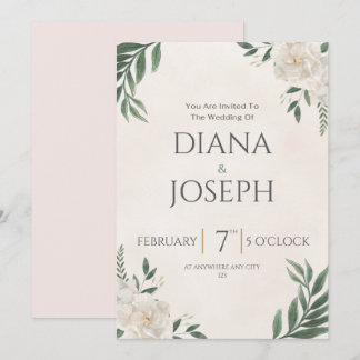 Pastell Botanische Hochzeitseinladung | Editierbar Einladung