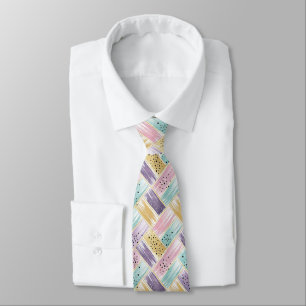 Pastell Brushstroke & Gold Crisscross Abstrakt Krawatte