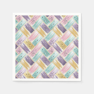 Pastell Brushstroke & Gold Crisscross Abstrakt Serviette