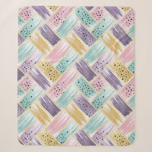 Pastell Brushstroke & Gold Crisscross Abstrakt Sherpadecke