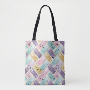Pastell Brushstroke & Gold Crisscross Abstrakt Tasche