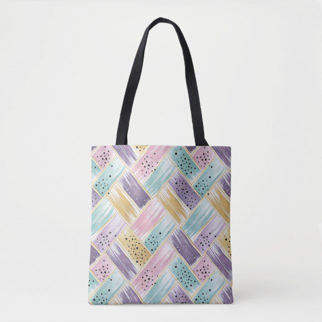 Pastell Brushstroke & Gold Crisscross Abstrakt Tasche (Vorderseite)