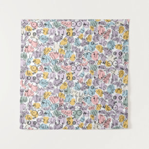 Pastell-Brust Frau Wandteppich