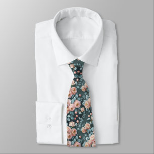 Pastell-Camellien und Dusty Miller nahtloses Botan Krawatte