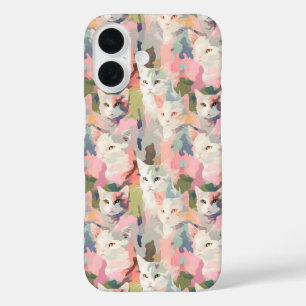 Pastell Cats farbenfrohe Muster iPhone 16 Hülle
