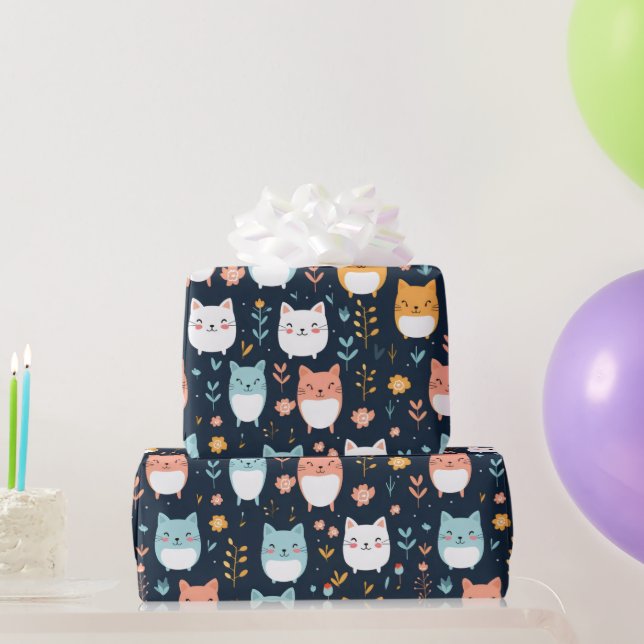 Pastell Cats Muster Geschenkpapier (Partygeschenke)
