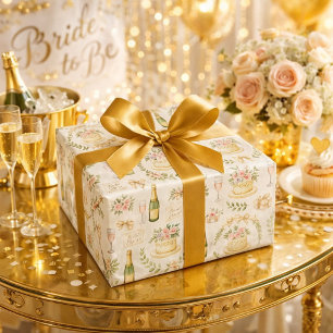Pastell Champagner-Torte Brautparty-Muster Geschenkpapier