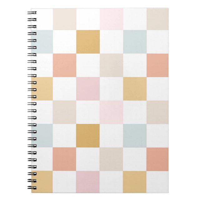 Pastell Checkered Summer Retro farbenfrohe Muster Notizblock (Vorderseite)