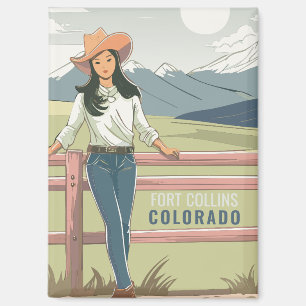 Pastell-Cowgirl-Berglandschaft-Touristen-Reise Magnet