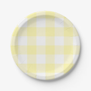 Pastell-Creme-Gingham-Karomuster Pappteller