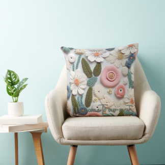 Pastell Crochet Strick Blumenwirbel Kissen