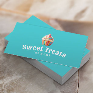 Pastell Cupcake Süßgebäck und Konditorei Türkis Visitenkarte