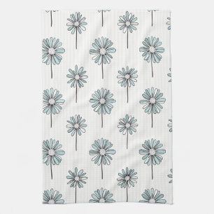 Pastell-Daisy-Linienkunst-Streifen Geschirrtuch