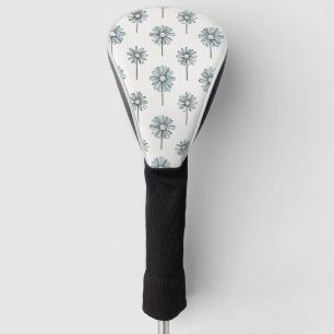 Pastell-Daisy-Linienkunst-Streifen Golf Headcover