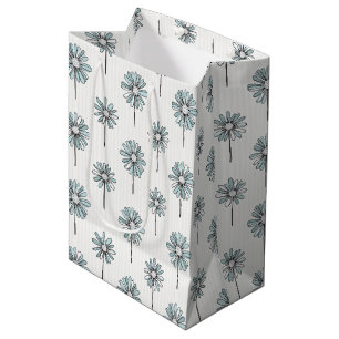 Pastell-Daisy-Linienkunst-Streifen Mittlere Geschenktüte
