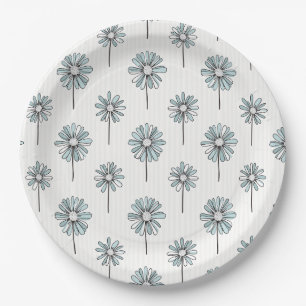 Pastell-Daisy-Linienkunst-Streifen Pappteller