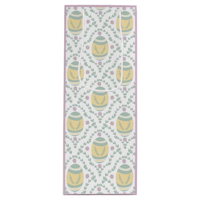 Pastell Damask Ostereier Muster Geschenktasche Geschenktüte Für Weinflaschen (Vorderseite)