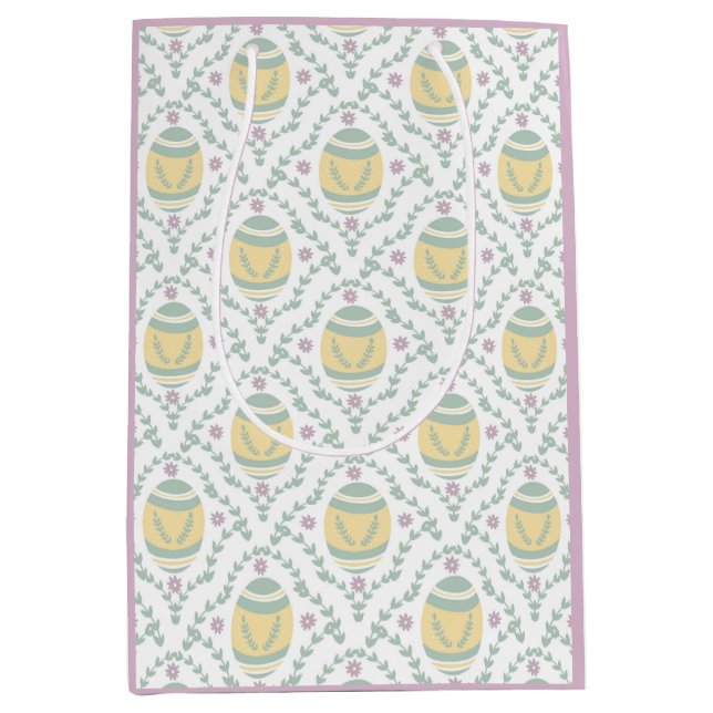 Pastell Damask Ostereier Muster Geschenktasche Mittlere Geschenktüte (Vorderseite)
