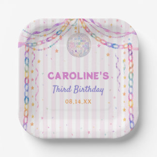 Pastell-Disco-Girlande-Birthday-Papier-Teller Pappteller