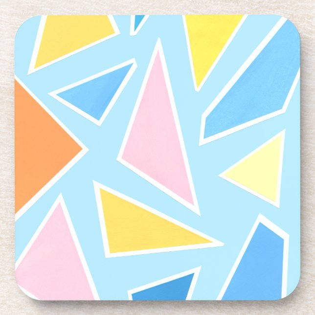 Pastell-Dreiecke auf blassblau Getränkeuntersetzer (Vorderseite)