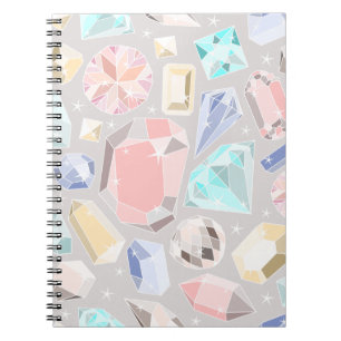 Pastell-Edelstein-Diamant-Muster Pinke Aqua-Edelst Notizblock