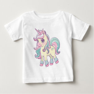 Pastell-Einhorn – Süßes rosa Cartoon-Einhorn-Desig Baby T-shirt