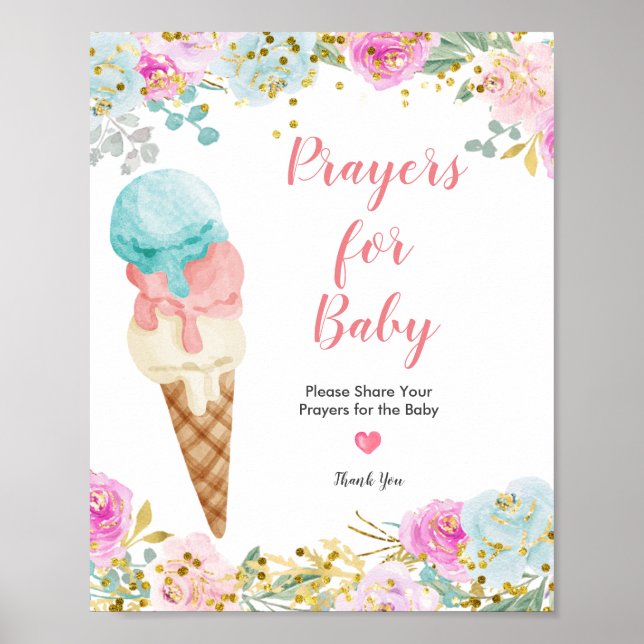 Pastell-Eiscreme-Gebete für Baby-Zeichen Poster (Vorne)