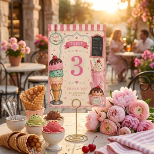 Pastell-Eiscreme-Geburtstags-Süßigkeiten Tischnummer