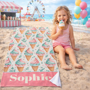 Pastell-Eiscreme-Kegel-Strandtuch Strandtuch