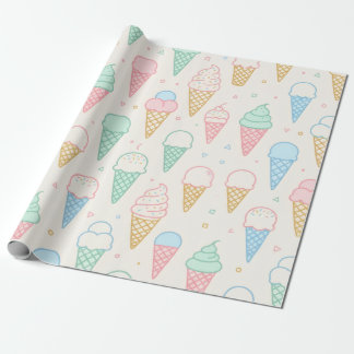 Pastell-Eiscreme-Kegel-Süß-Geschenkverpackungspapi Geschenkpapier